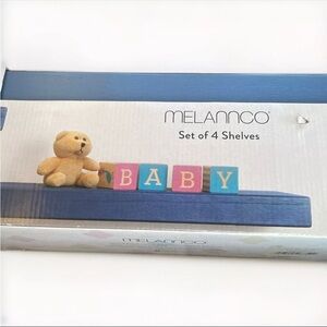 Shelves for Wall Melannco Floating Wall Shelves Set of 4 NAVY Finished NEW W/Box